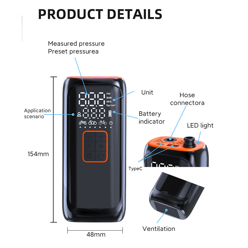 WG01 Multi-Function Portable Car Tire Inflator Electric Wireless Air Pump with Power Bank Function WG01 Multi-Function Portable Car Tire Inflator Electric Wireless Air Pump with Power Bank Function